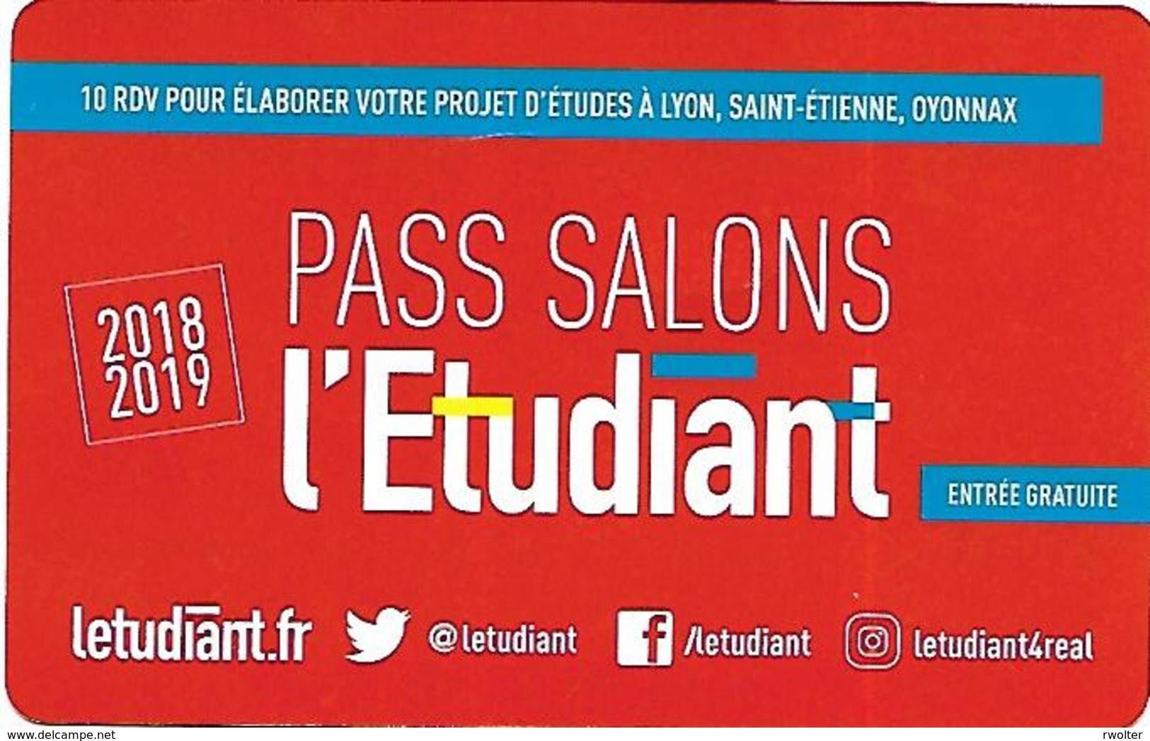 @+ Carte Pass Salons De L'Etudiant 2018 / 2019 Lyon - Non Classés