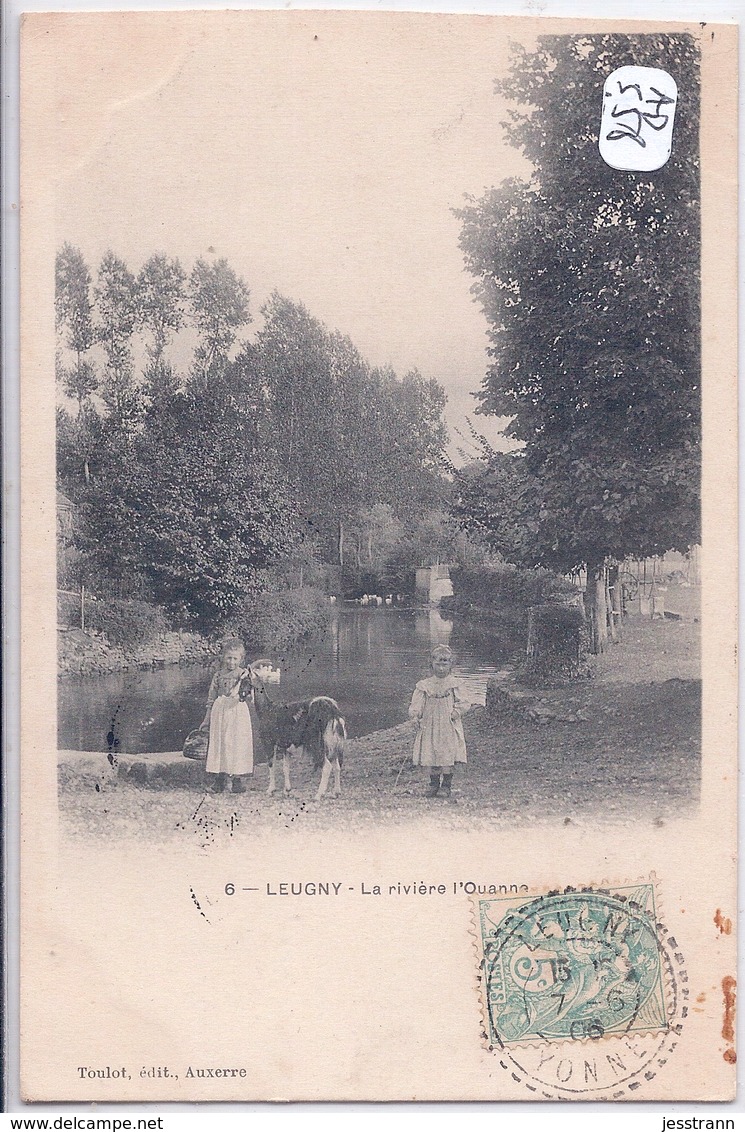 LEUGNY- UNE JOLIE CHEVRE AU BORD DE L OUANNE ACCOMPAGNEE PAR SES DEUX JEUNES GARDIENNES - Autres & Non Classés