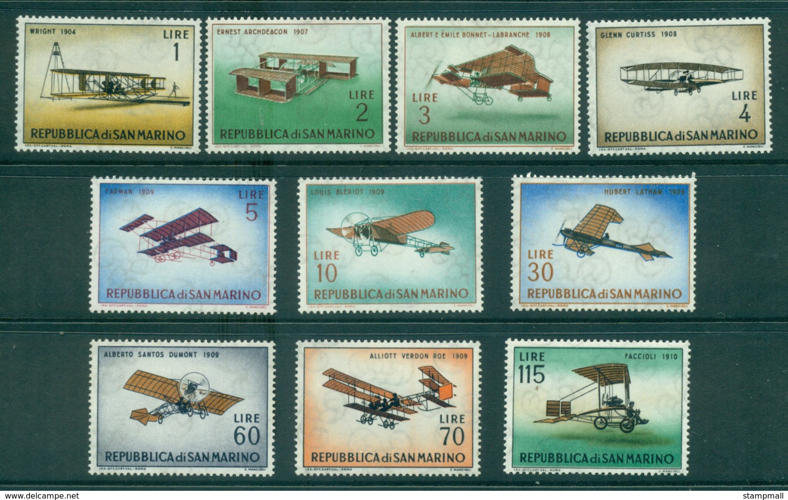 San Marino 1962 Historic Planes MLH Lot40096 - Unused Stamps