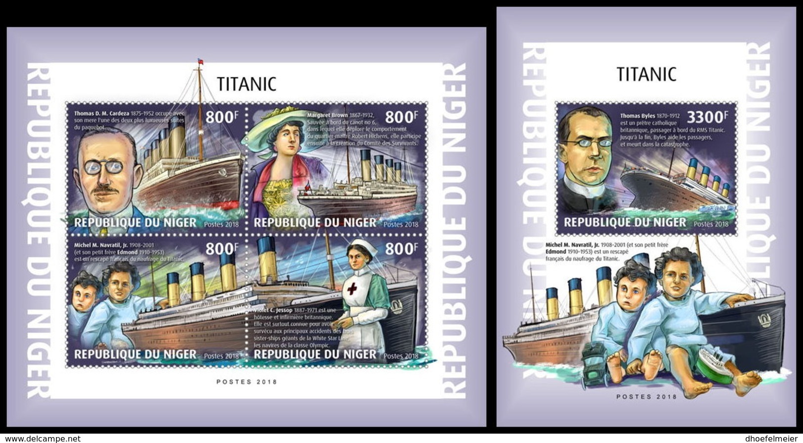 NIGER 2018 **MNH Titanic M/S+S/S - OFFICIAL ISSUE - DH1901 - Ships