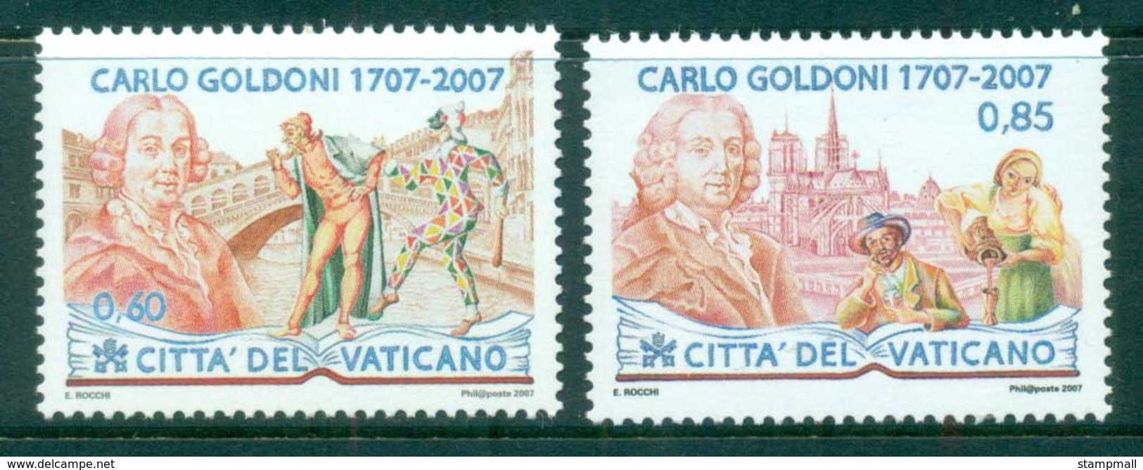 Vatican 2007 Carlo Goldini, Playwright MUH - Unused Stamps