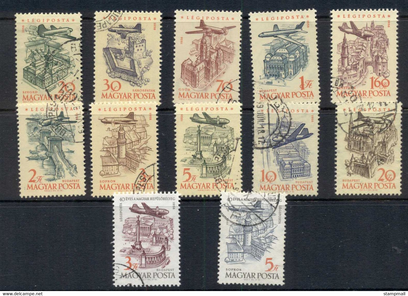 Hungary 1958 Airpost Stamps 40th Anniv. FU - Used Stamps