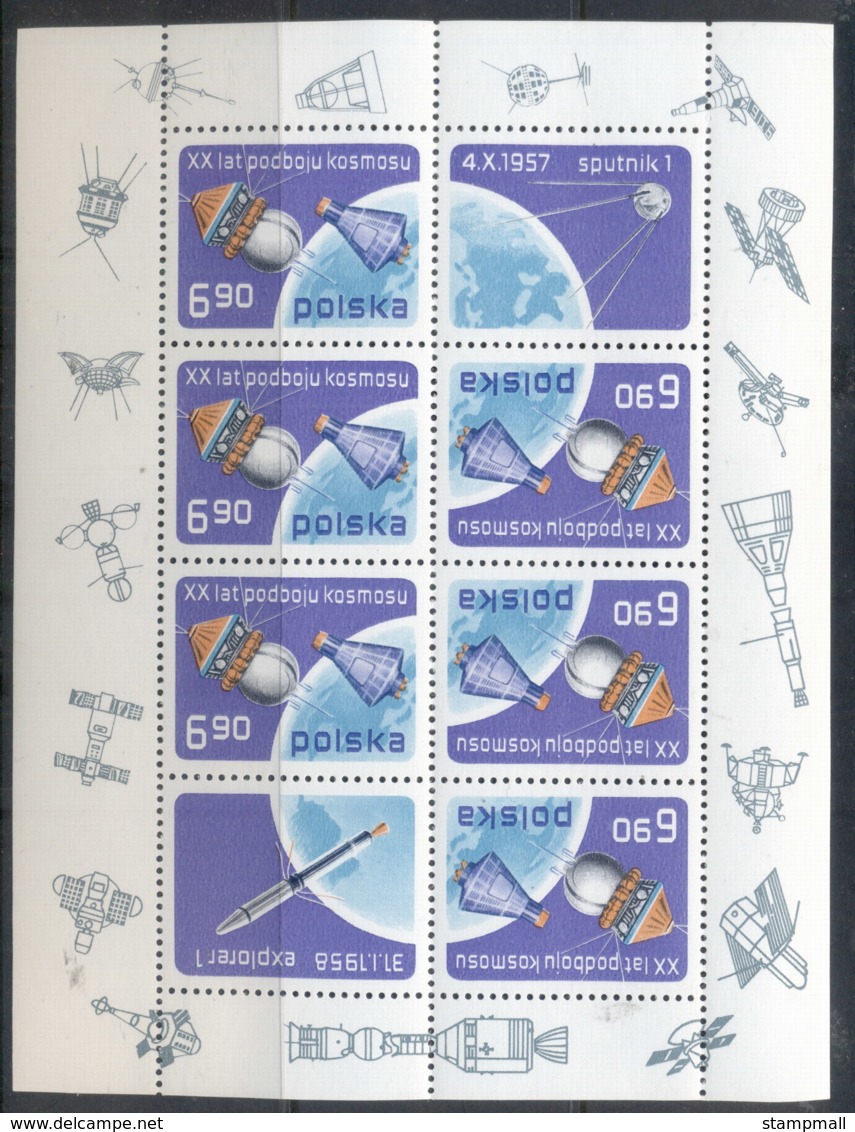 Poland 1977 25 Years Of Space Conquest MS - Unused Stamps