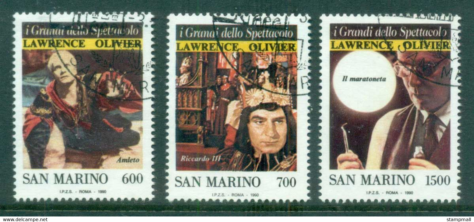 San Marino 1990 Show Business, Sir Lawrence Olivier CTO - Unused Stamps