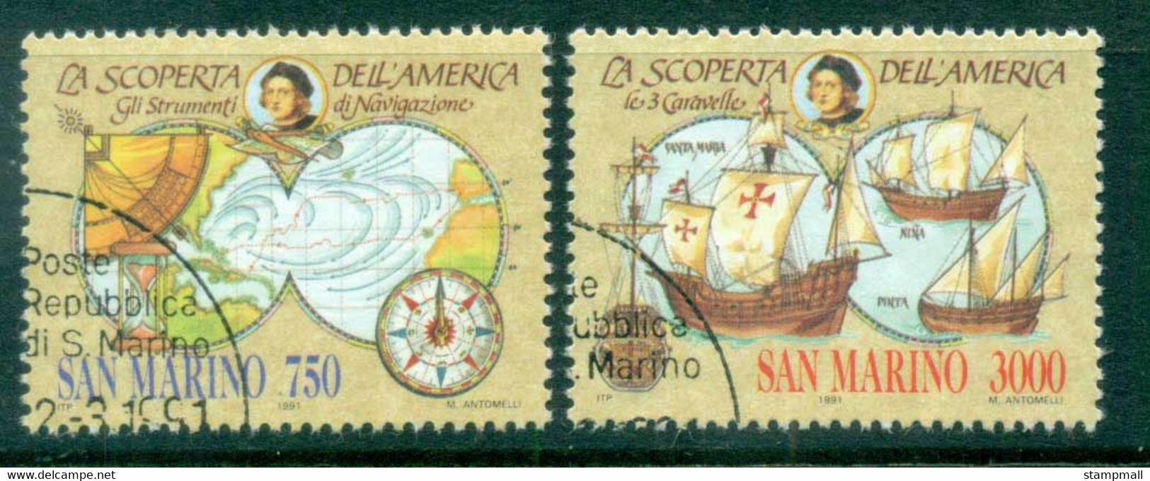 San Marino 1991 Discovery Of America 500th Anniv. CTO - Unused Stamps
