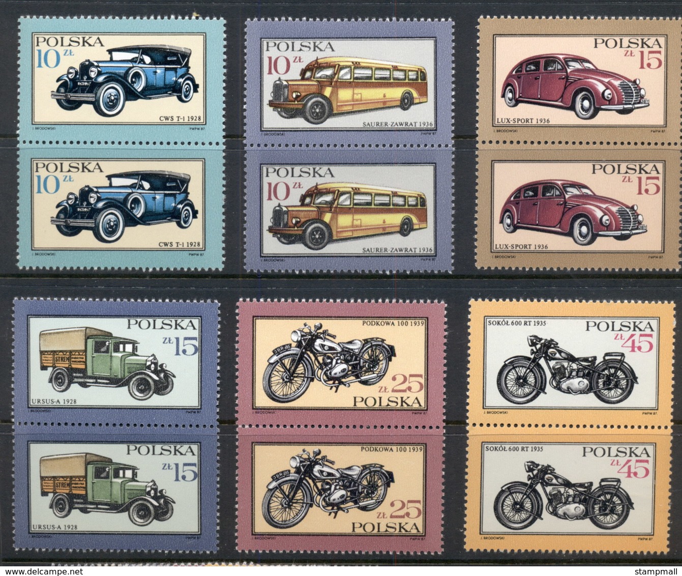 Poland 1987 Motor Vehicles Pr MUH - Unused Stamps