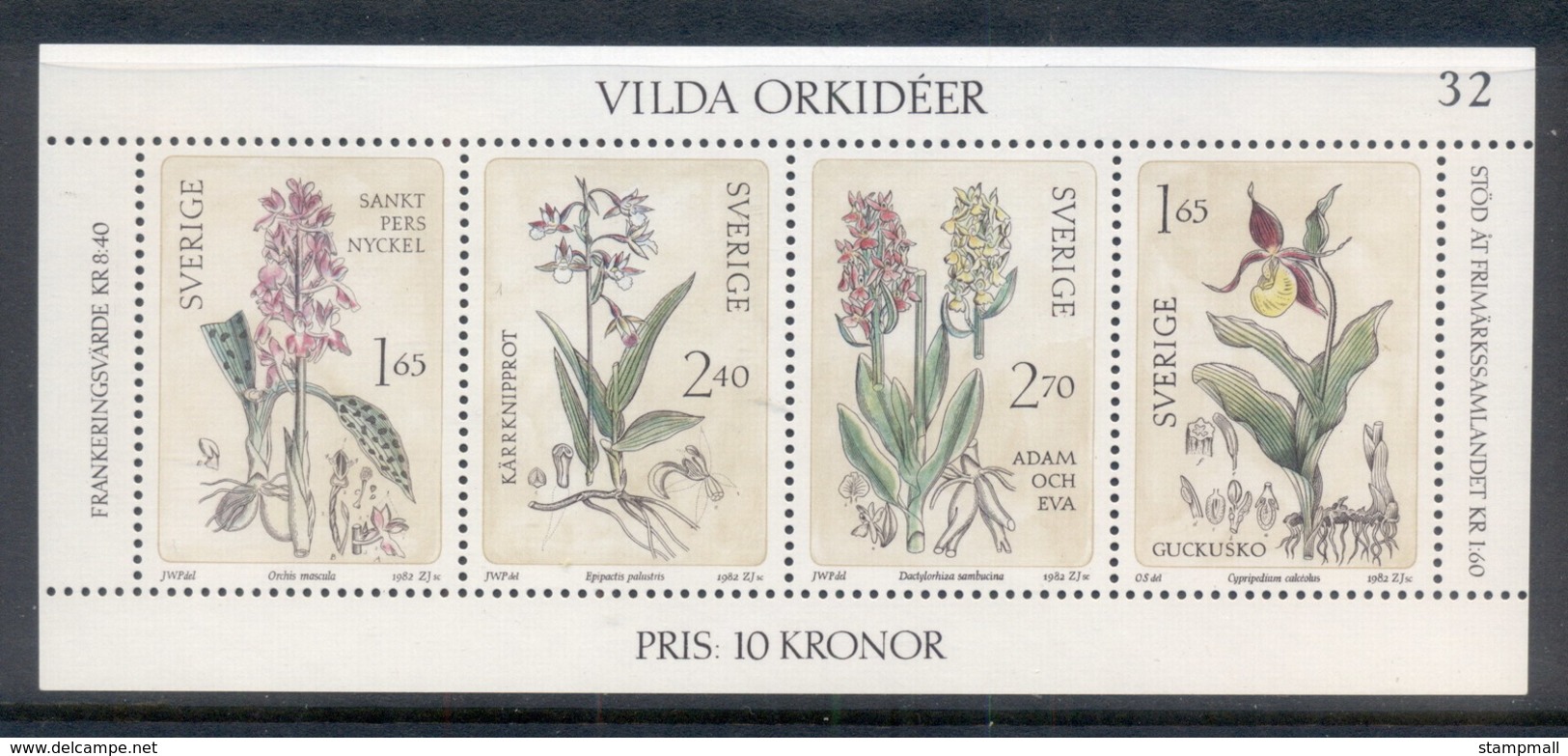 Sweden 1982 Flowers, Wild Orchids MS MUH - Unused Stamps