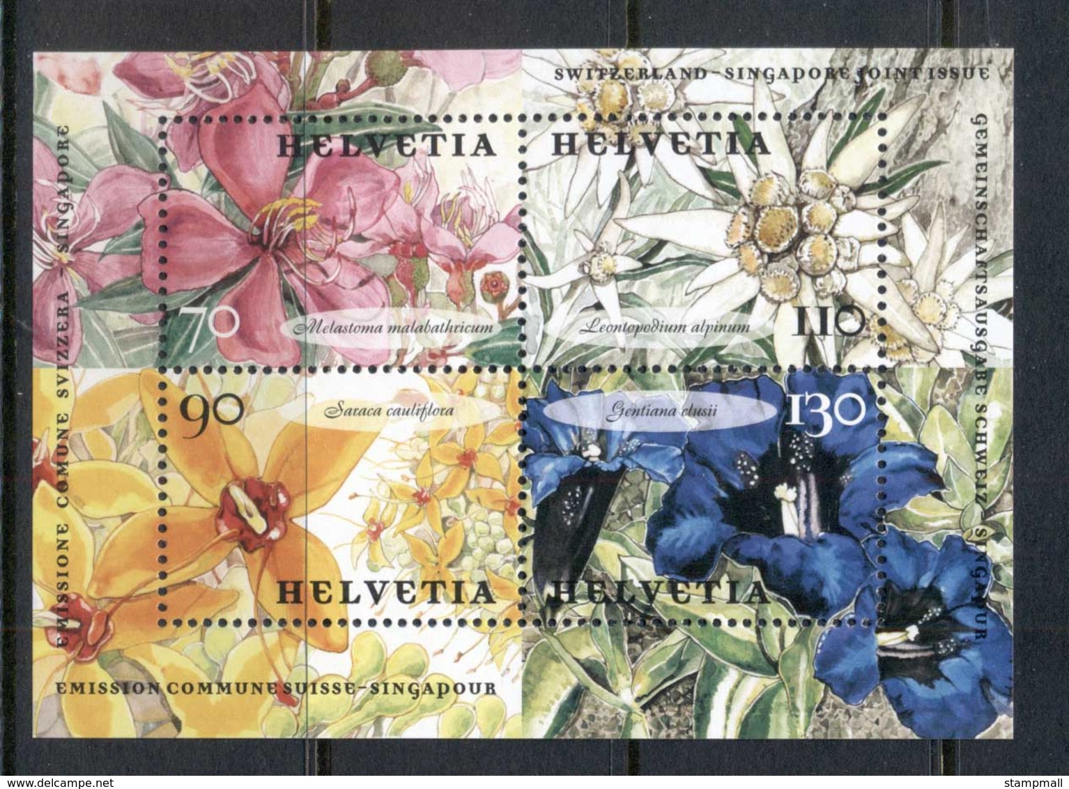 Switzerland 2001 Flowers MS MUH - Unused Stamps