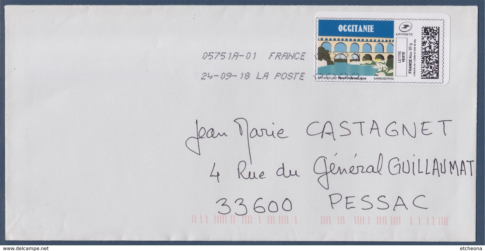 Vignette MonTimbraMoi Le Pont Du Gard Sur Enveloppe LV Le 24.09.18 - Druckbare Briefmarken (Montimbrenligne)