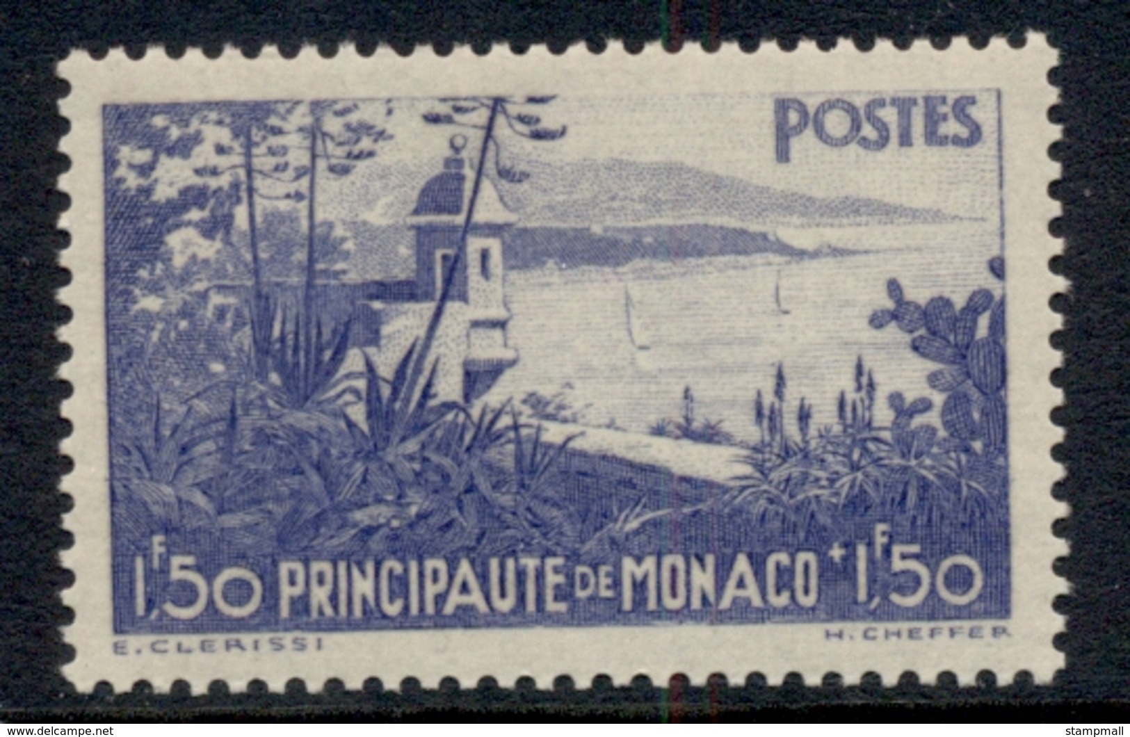 Monaco 1937 Welfare Bay Of Monaco 1.50+1.50f MUH - Altri & Non Classificati