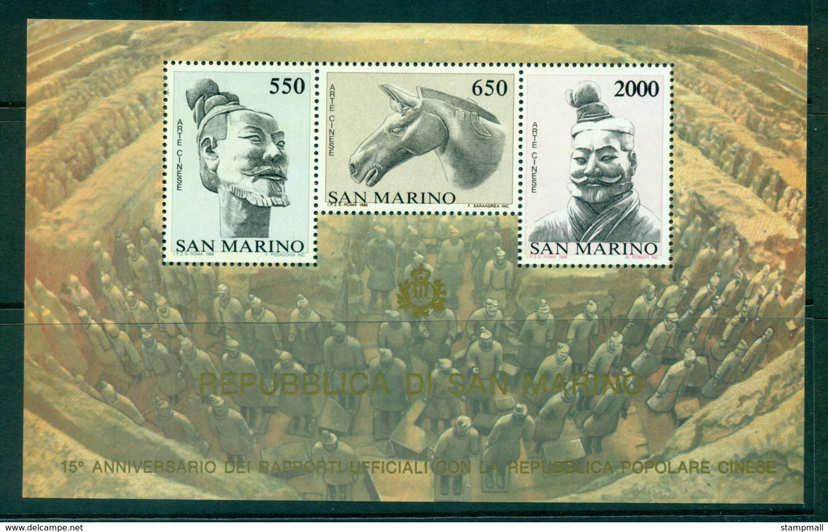 San Marino 1986 Diplomatic Relations With China MS MUH Lot40269 - Unused Stamps