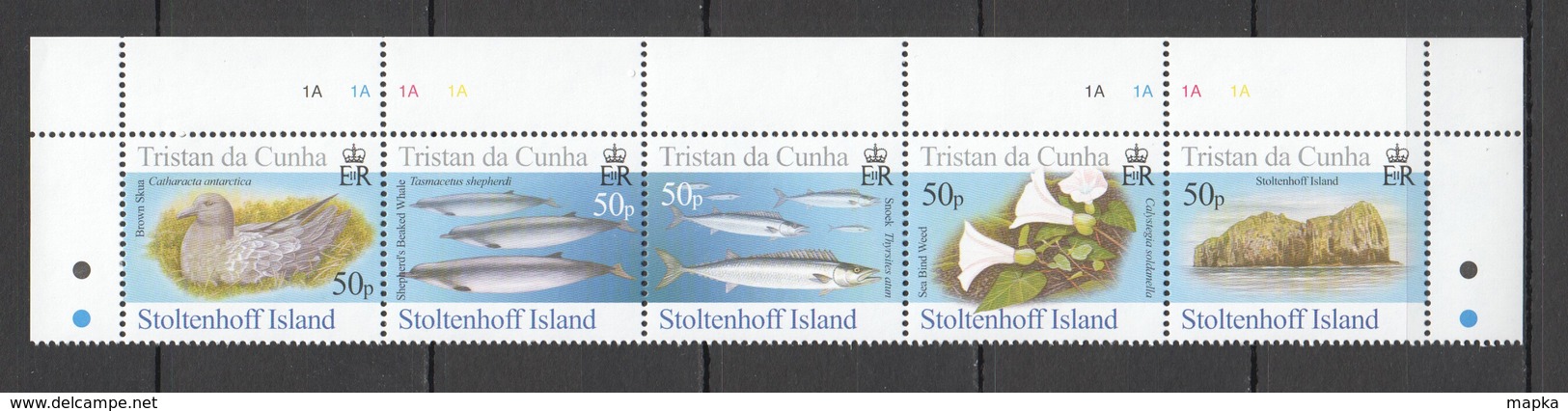 XX318 TRISTAN DA CUNHA STOLTENHOFF ISLAND FAUNA BIRDS MARINE LIFE #888-92 !!! MICHEL 12 EURO !!! SET MNH - Autres & Non Classés