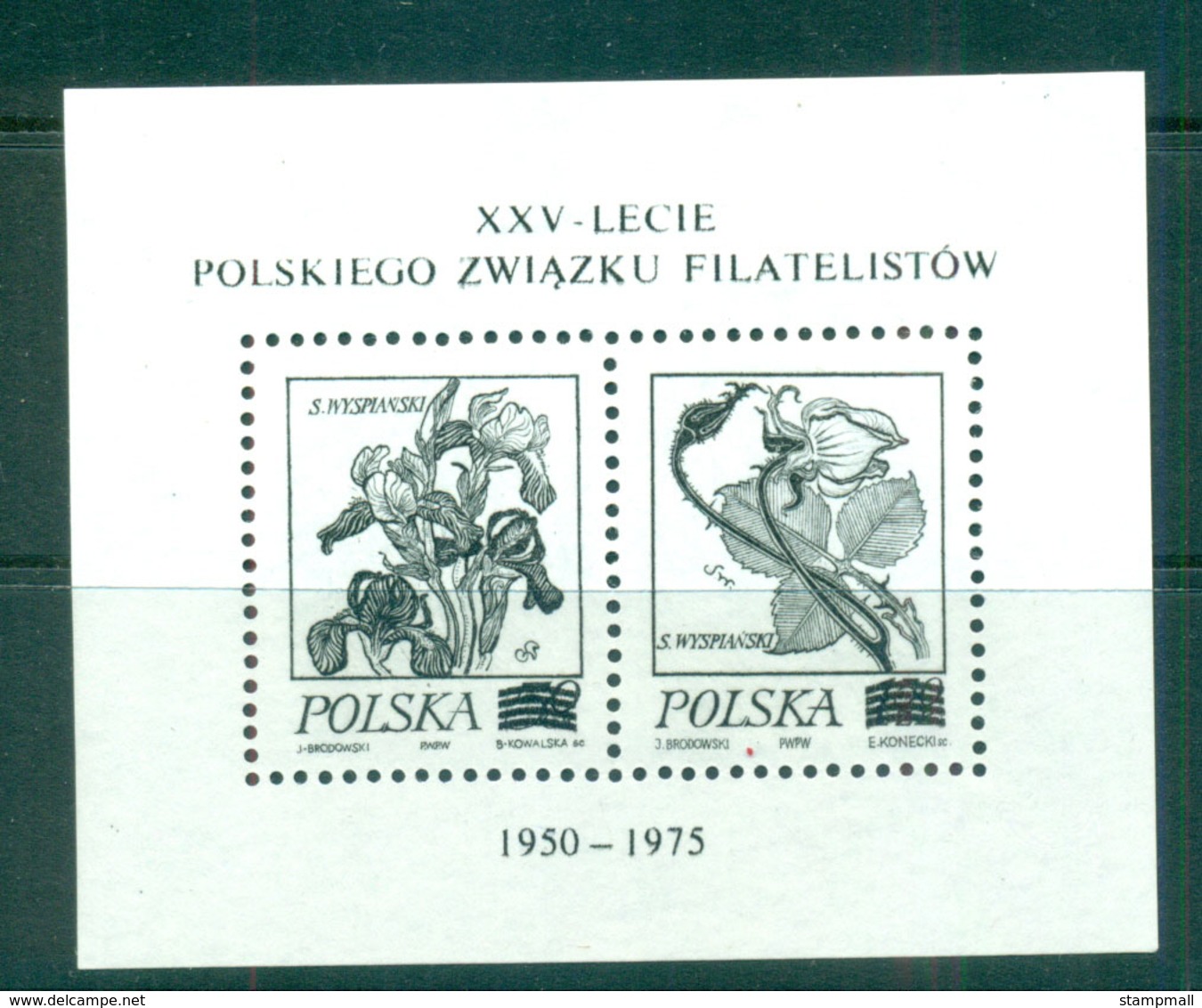 Poland 1975 Flowers Black Print  MS MUH Lot58734 - Unused Stamps