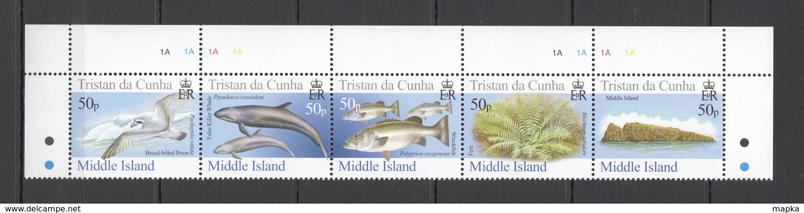 XX317 TRISTAN DA CUNHA MIDDLE ISLAND FAUNA BIRDS MARINE LIFE #911-15 !!! MICHEL 12 EURO !!! SET MNH - Autres & Non Classés