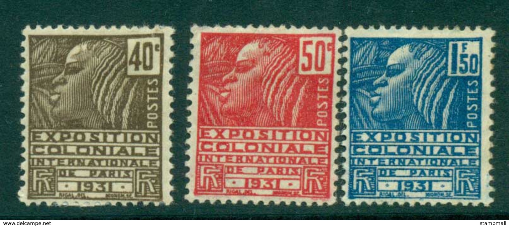 France 1930-1 Colonial Expo 40,50c, 1.50F Fachi Woman MH Lot28790 - Andere & Zonder Classificatie