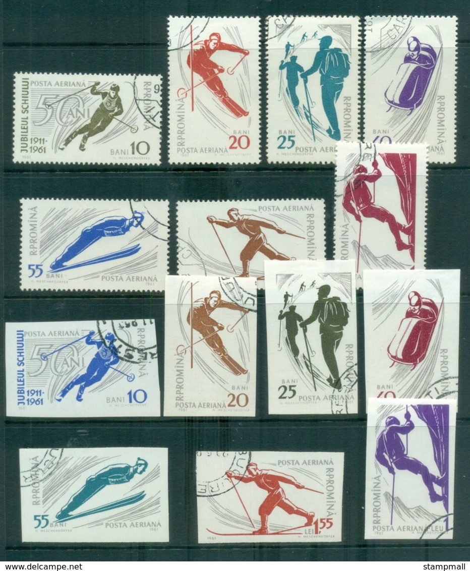 Romania 1961 Sports, Skiing + IMPERF CTO - Unused Stamps