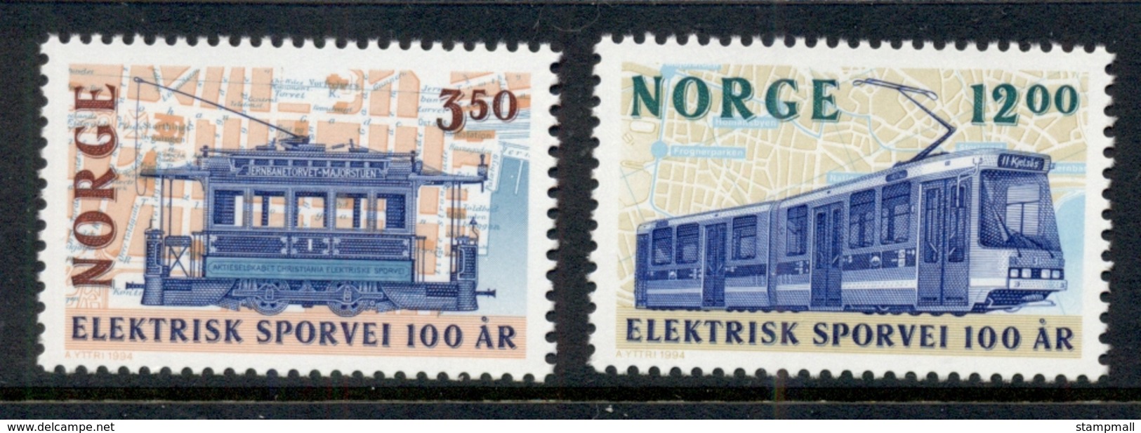 Norway 1994 Electric Tram Lines MUH - Unused Stamps