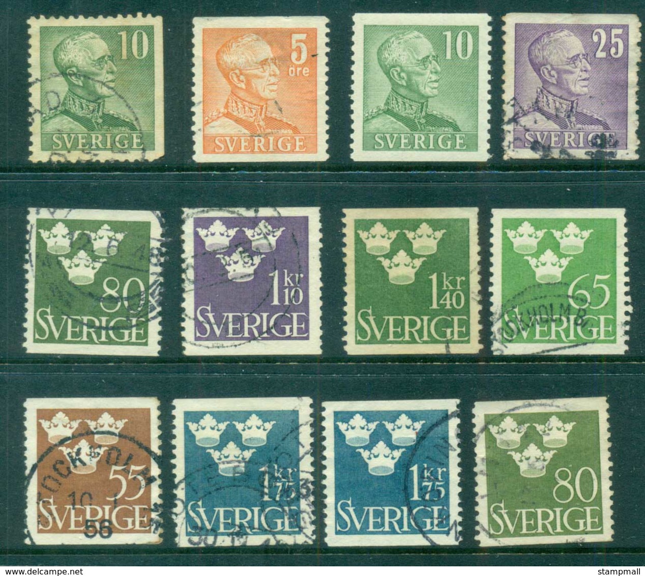 Sweden 1948 King & Three Crowns Asst FU Lot83803 - Unused Stamps