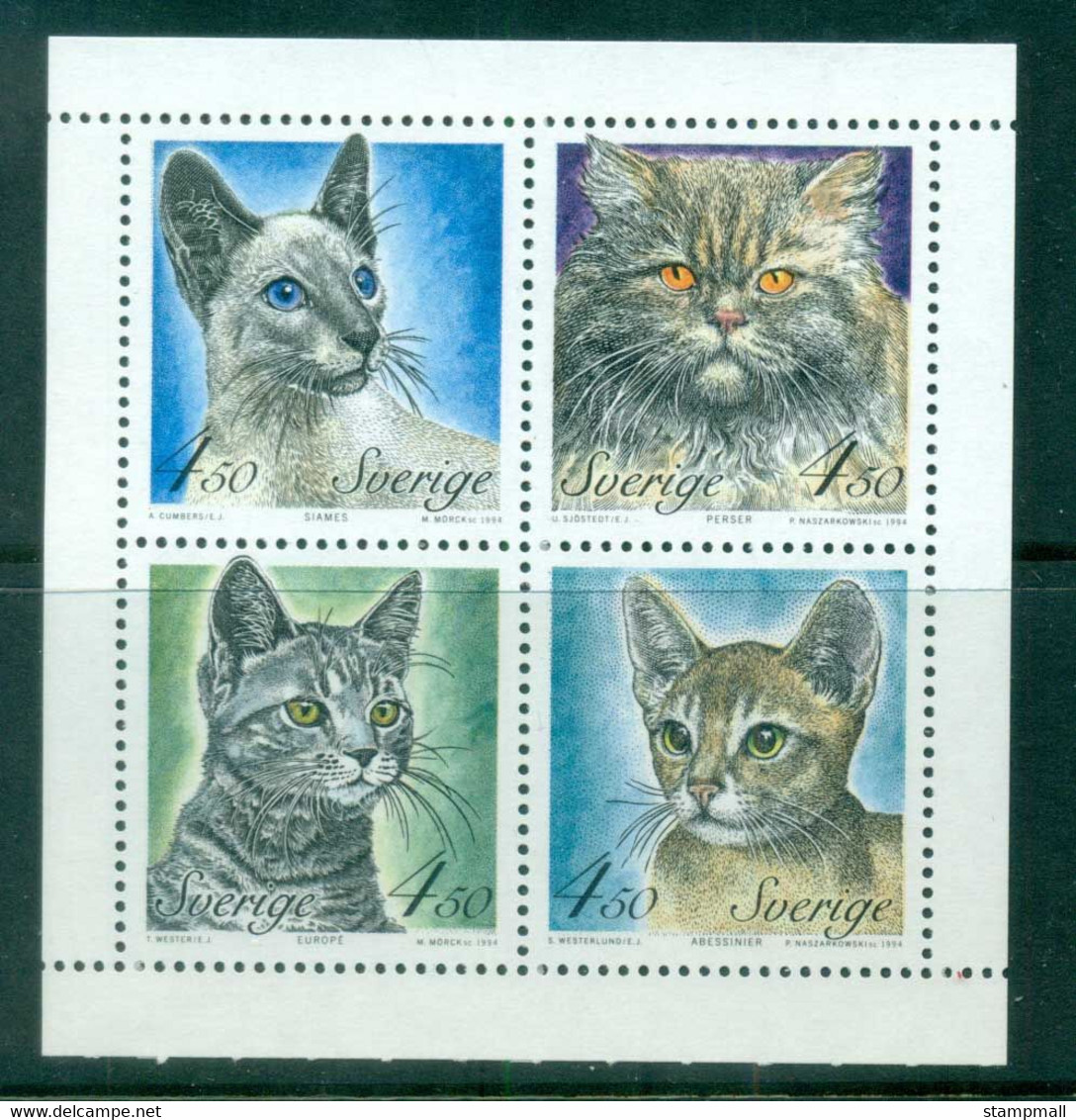Sweden 1994 Cats Booklet Pane MUH Lot84186 - Unused Stamps