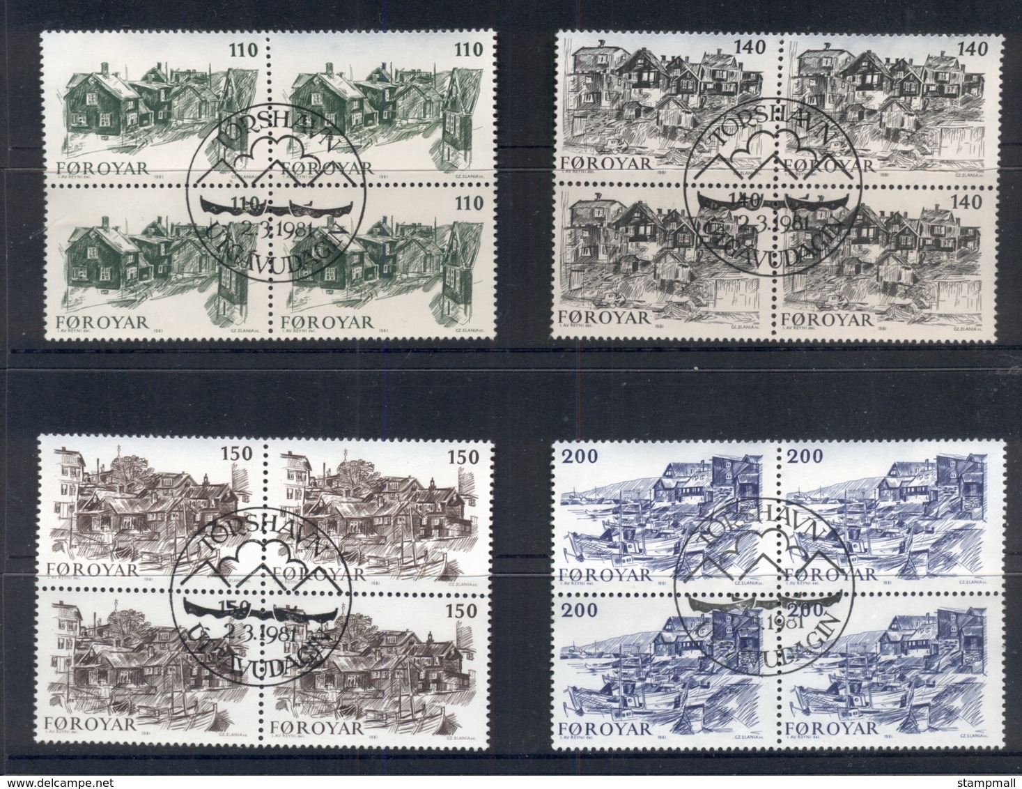 Faroe Is 1981 Sketch Of Old Torshavn Blk4 FU - Unused Stamps