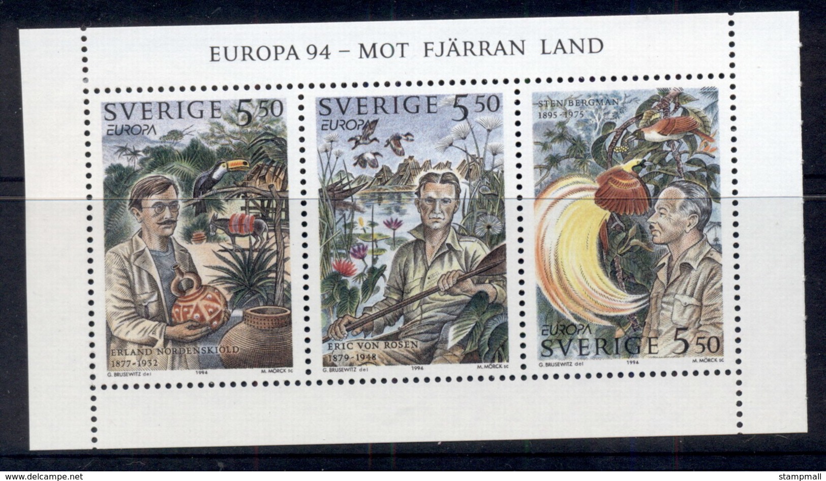 Sweden 1994 Swedish Explorers Booklet Pane MUH - Unused Stamps