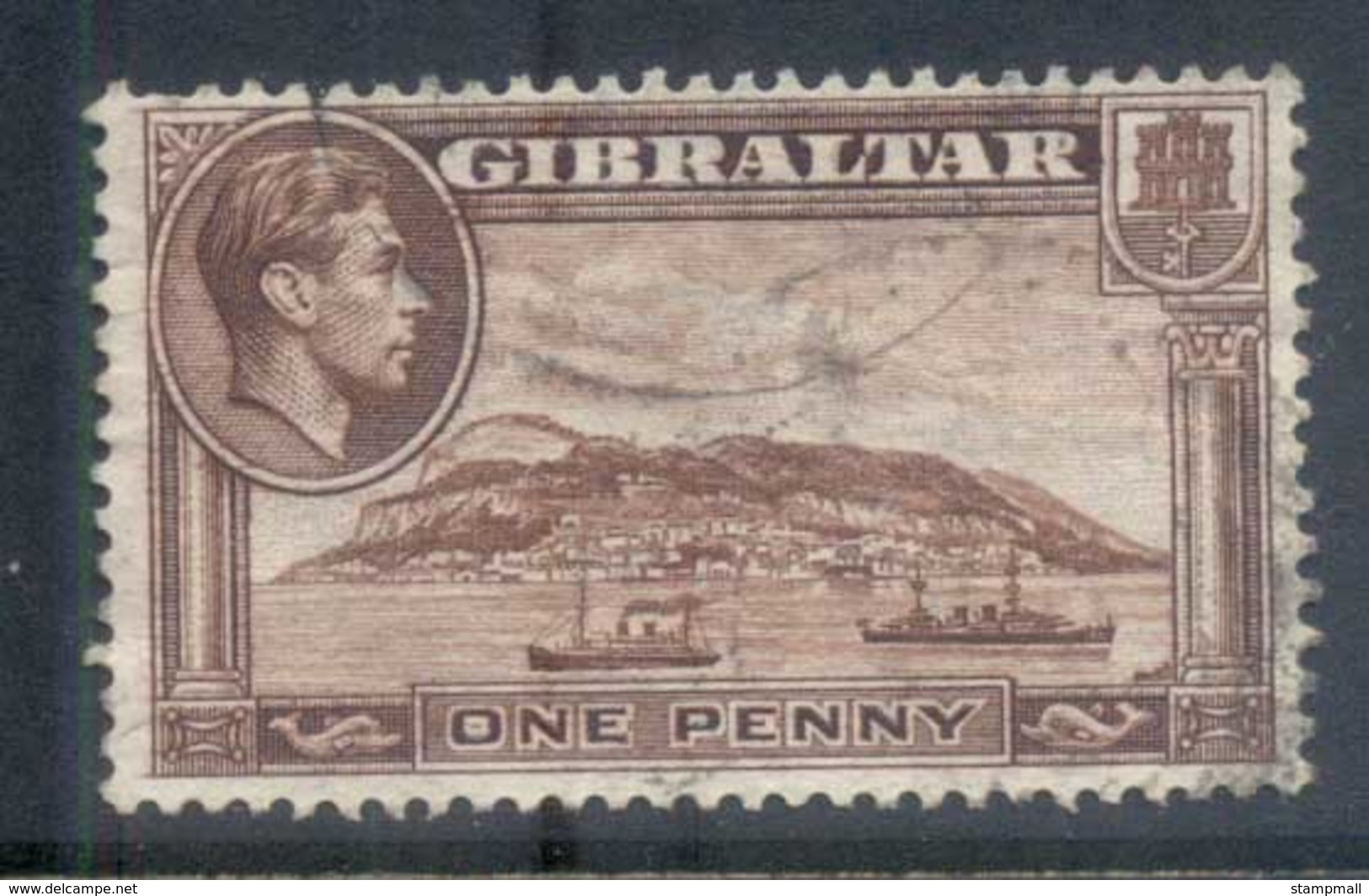 Gibraltar 1938-49 KGVI Pictorials 1d, Wmk Sideways, Perf 13.5x13.5 FU - Gibraltar