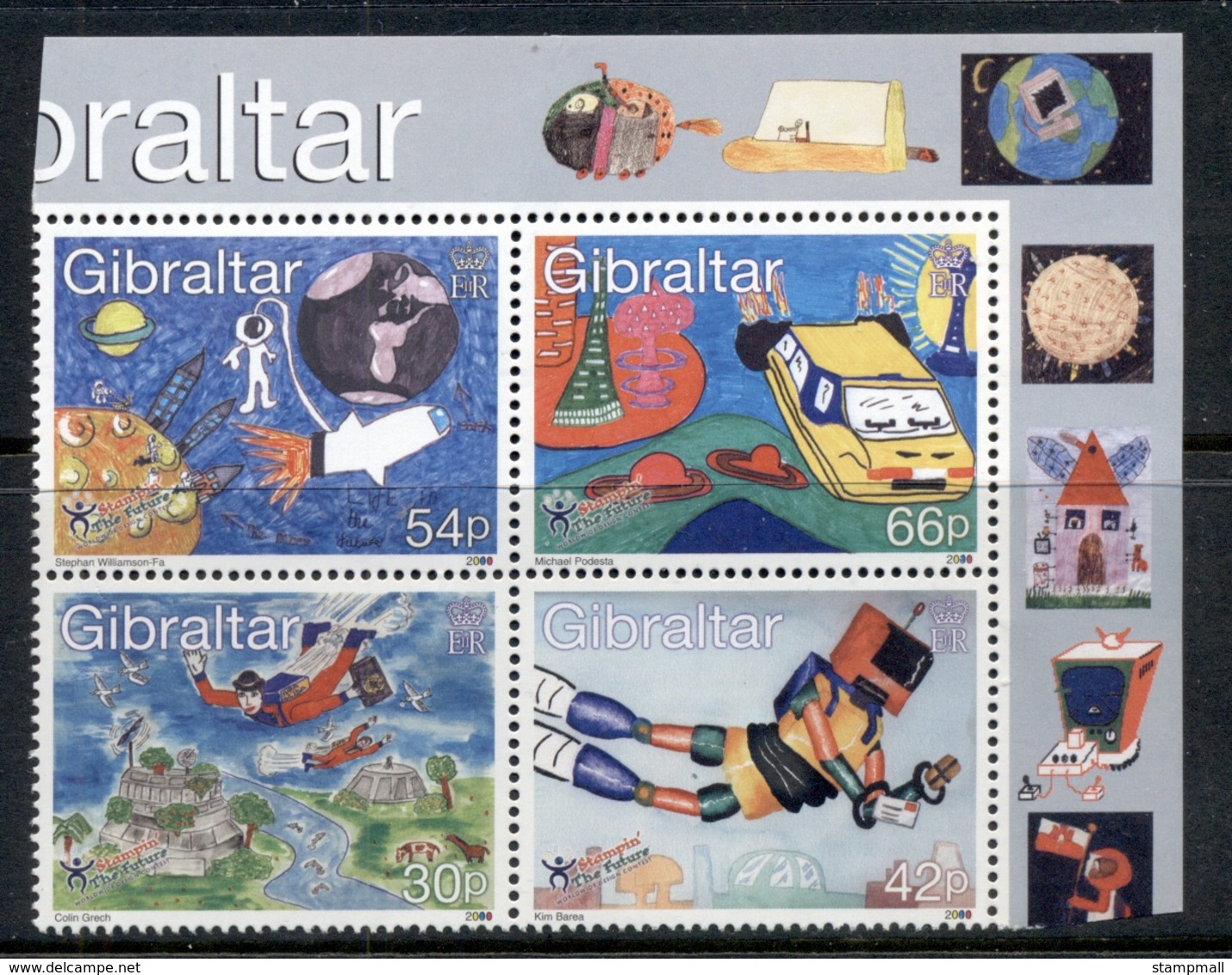 Gibraltar 2000 Stampin' The Future Children's Paintings Blk4 MUH - Gibraltar