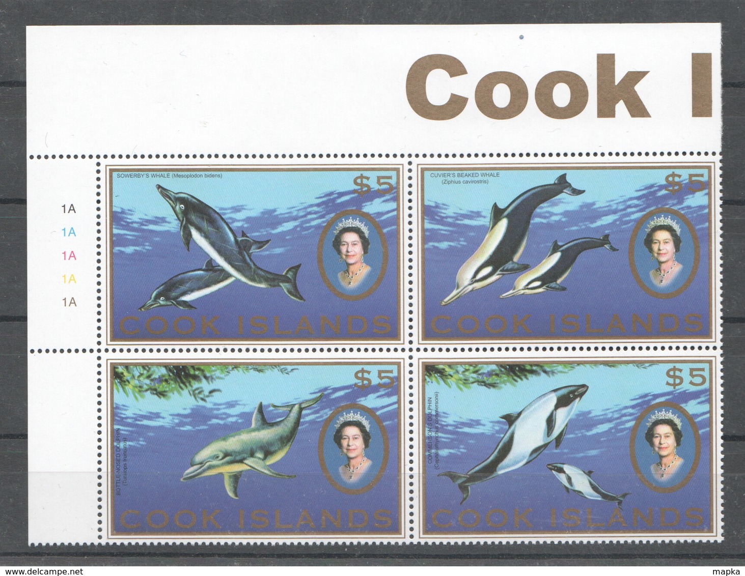B131 COOK ISLANDS MARINE LIFE DOLPHINS WHALES QUEEN !!! MICHEL 40 EURO 1SET MNH - Dauphins