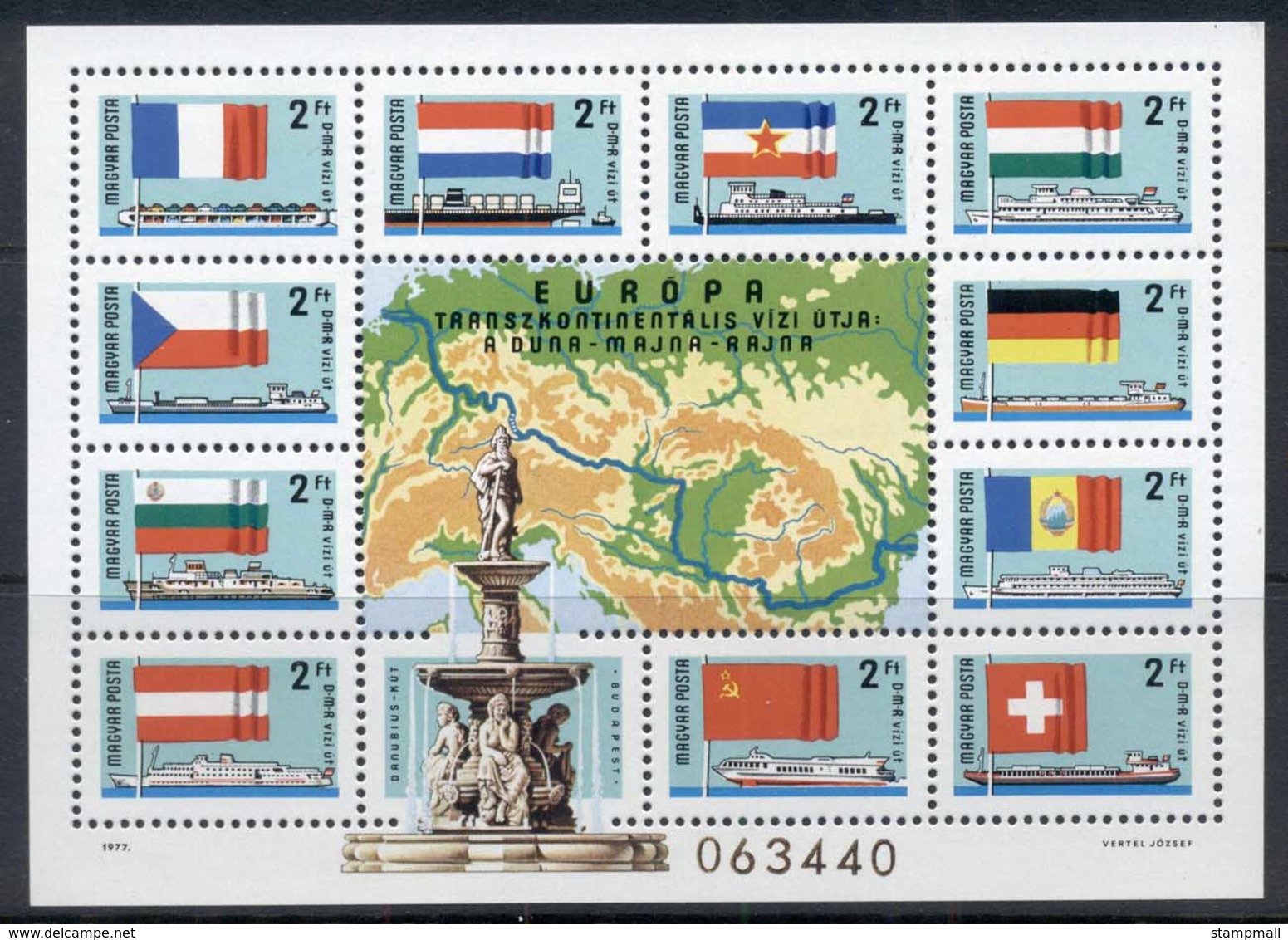 Hungary 1977 Waterways MS MUH - Unused Stamps