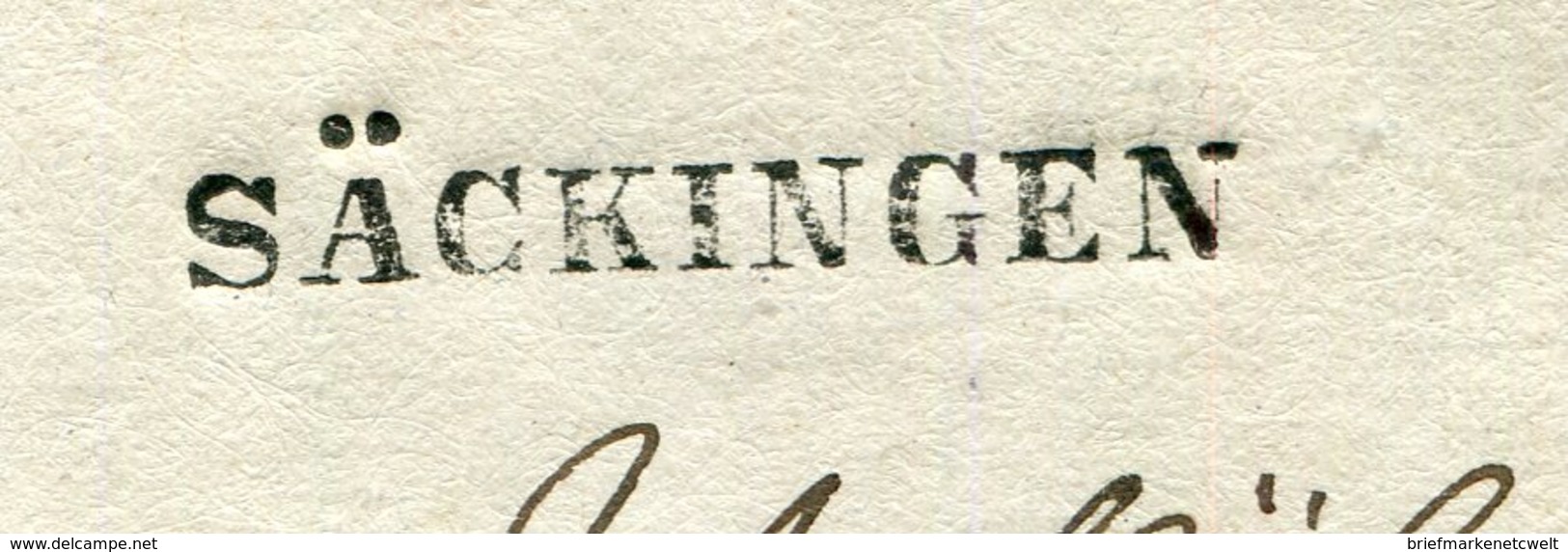 Baden / Vorphila-Briefhuelle L1-Stempel SAECKINGEN (7180) - Vorphilatelie