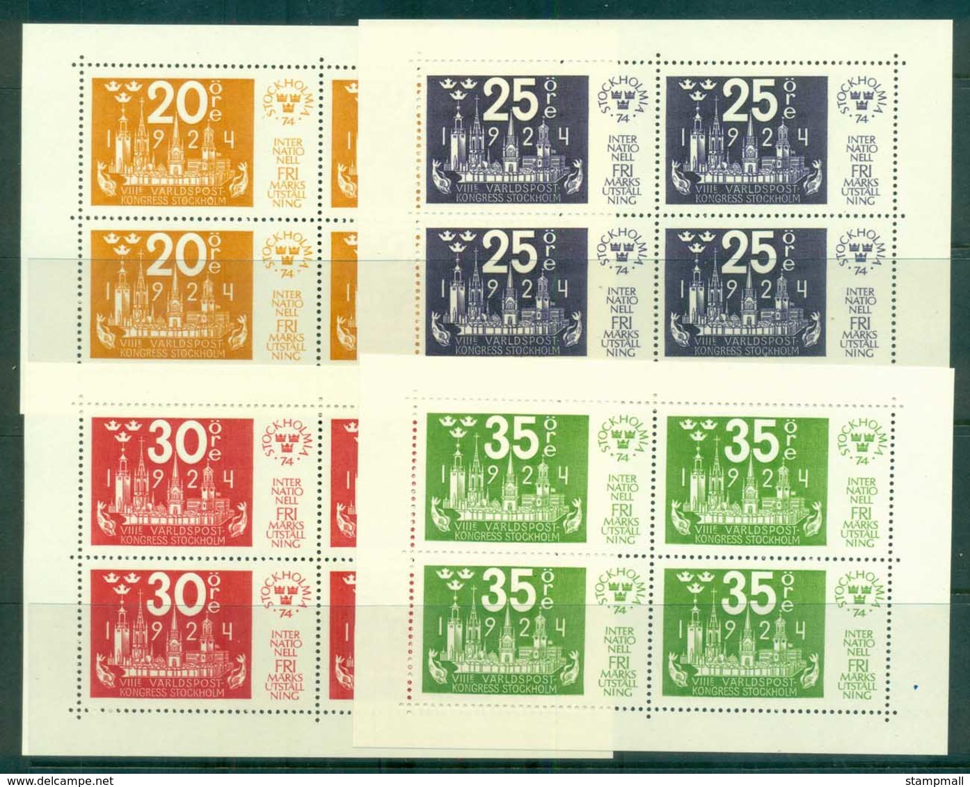 Sweden 1974 Stockholmia 74 Philatelic Ex. 4xMS MUH Lot83938 - Unused Stamps