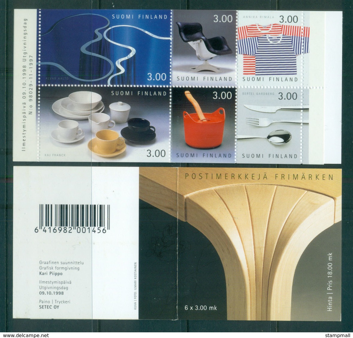 Finland 1998 Finnish Design Booklet MUH Lot66961 - Unused Stamps