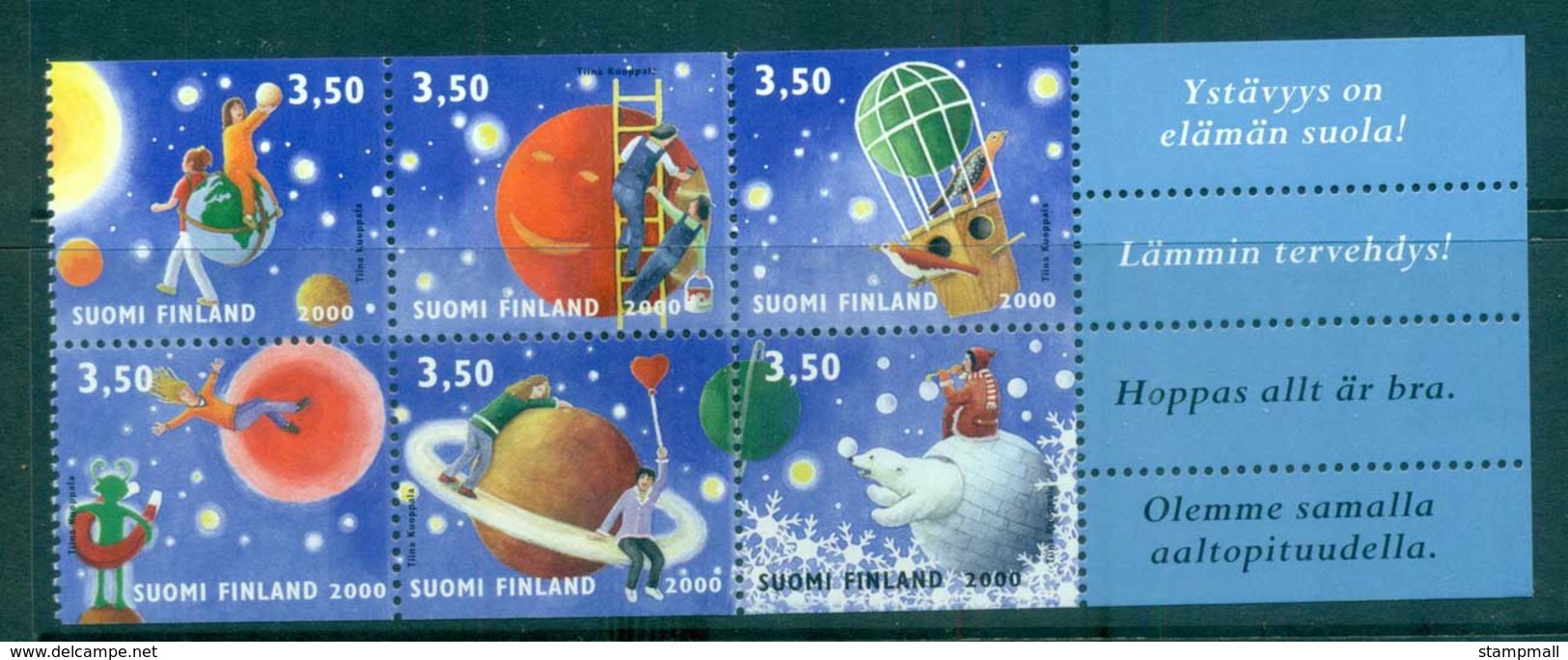 Finland 2000 Valentine's Day Booklet Pane MUH Lot67101 - Unused Stamps