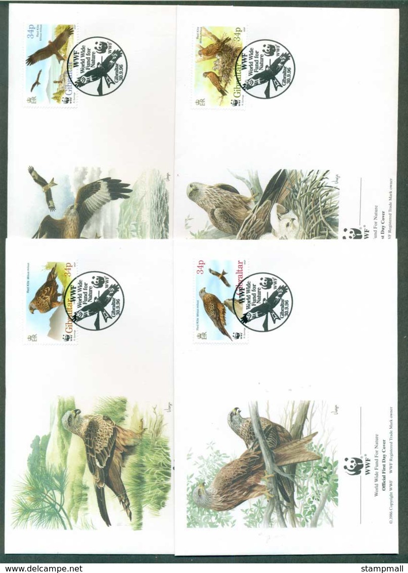 Gibraltar 1996 WWF Red Kite 4x FDC Lot73185 - Gibraltar