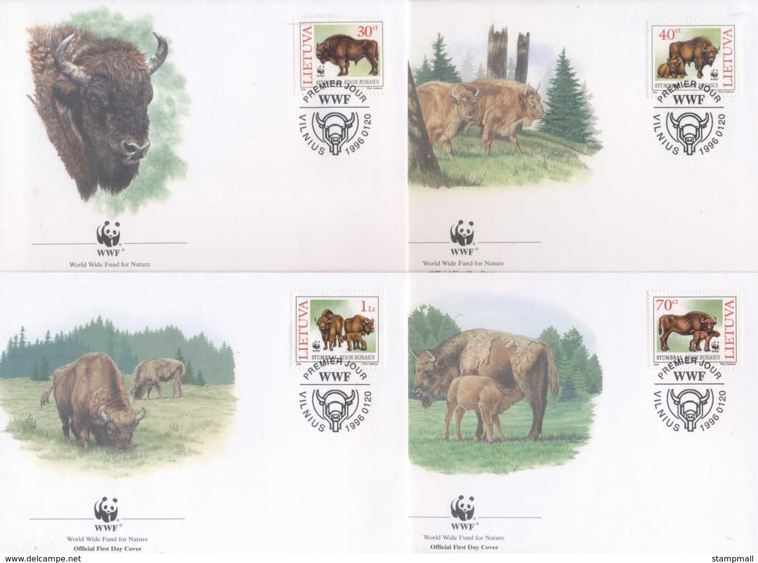 Lithuania 1996 WWF European Bison FDC - Lithuania