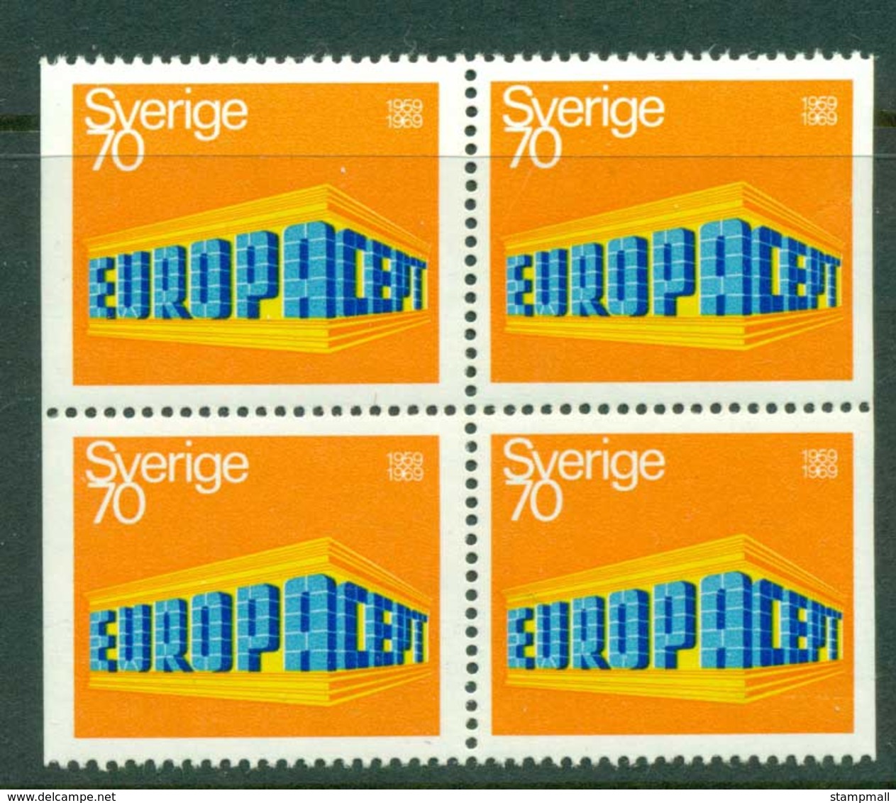 Sweden 1969 70o Europa Block Perf 3 Sides MUH Lot15900 - Unused Stamps