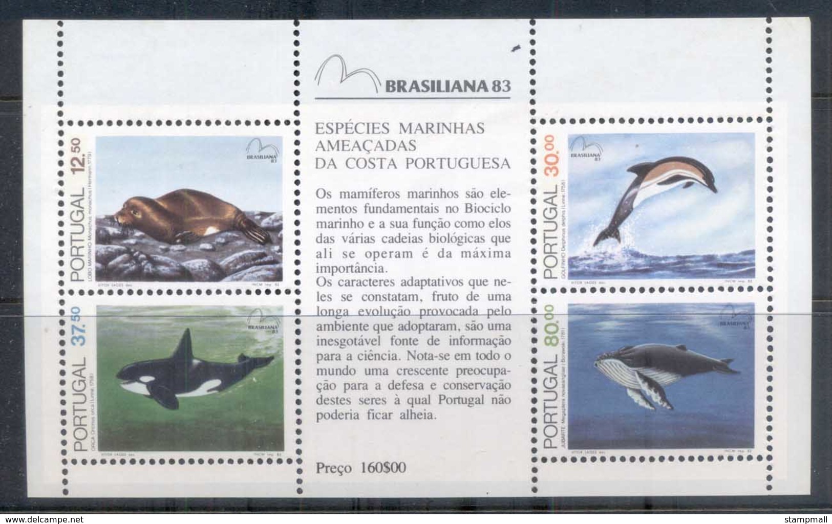 Portugal 1983 Endangered Sea Mammals MS MUH - Unused Stamps