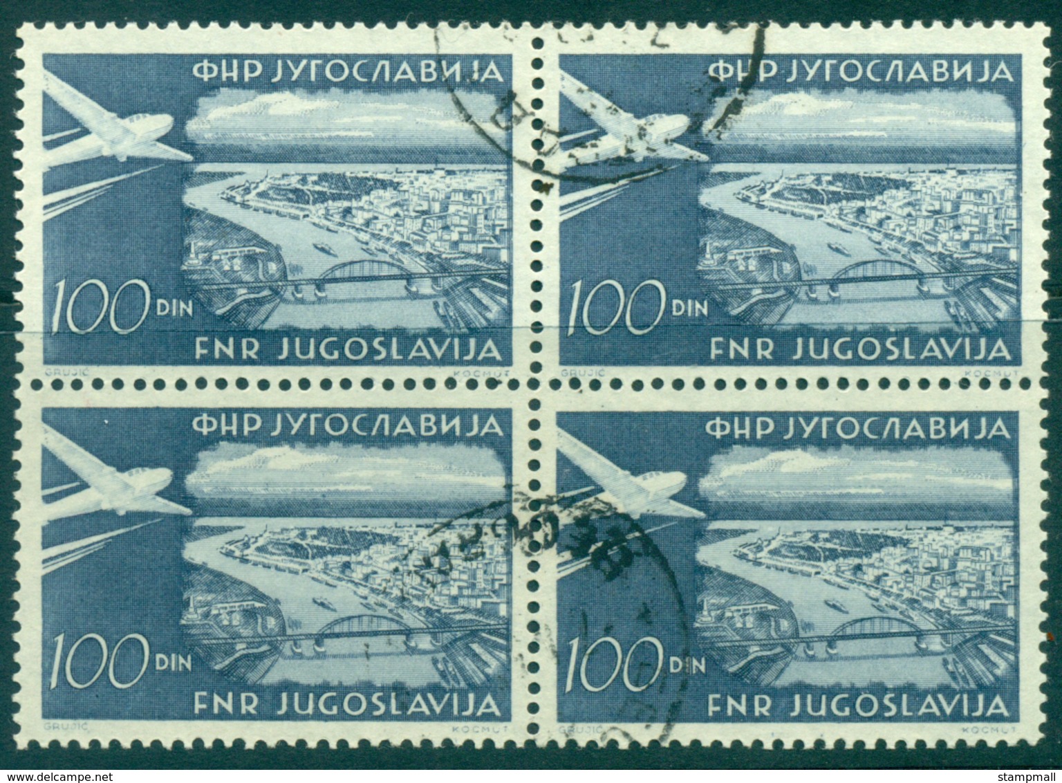 Yugoslavia 1951 100d Airmail Blk 4 FU Lot40654 - Other & Unclassified