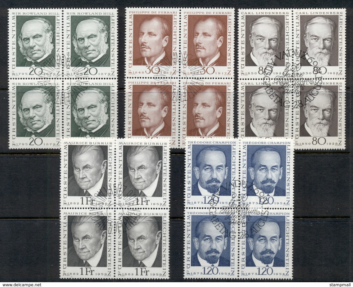 Liechtenstein 1968 Pioneers Of Philately, Rowland Hill Blk4 CTO - Unused Stamps