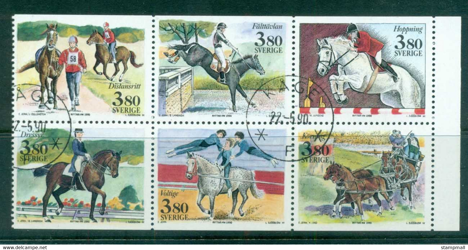 Sweden 1990 World Equestrian Games Booklet Pane CTO Lot84143 - Unused Stamps