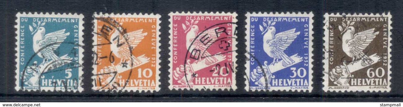 Switzerland 1932 Intl. Disarmament Conf, Bird To 60c FU - Used Stamps