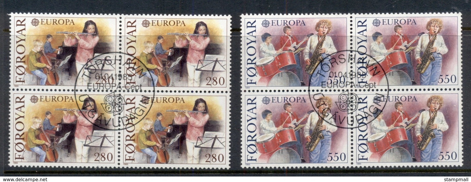 Faroe Is 1985 Europa Musicians Blk4 FU - Unused Stamps