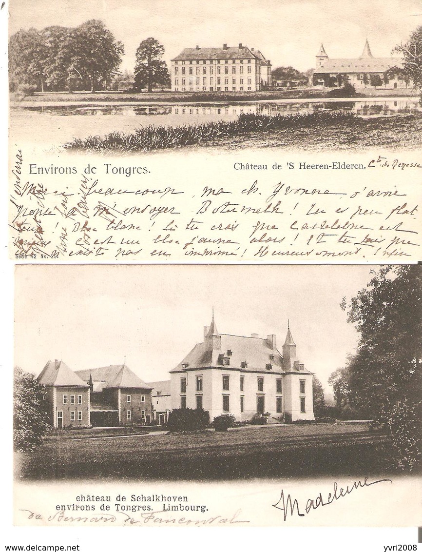 2 CP. Château De 'S Heeren-Elderen Et Schalkhoven En 1902. - Tongeren