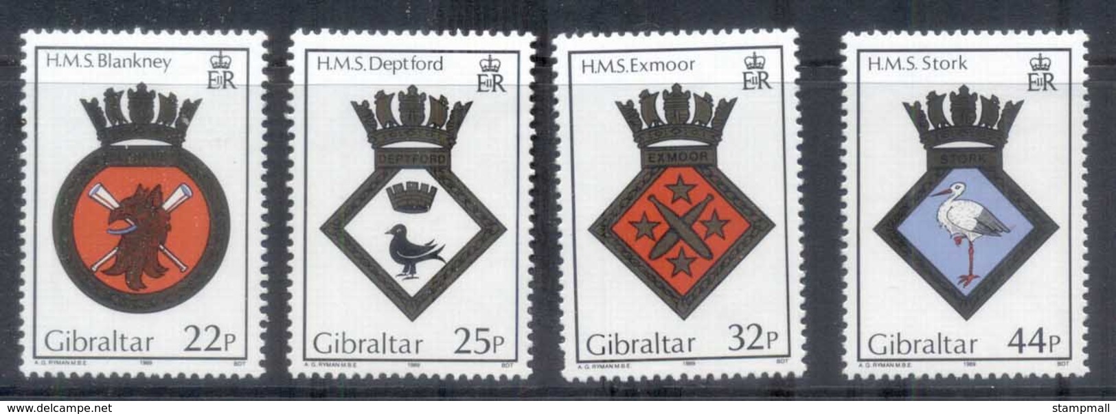 Gibraltar 1989 Royal Navy Crests MUH - Gibraltar