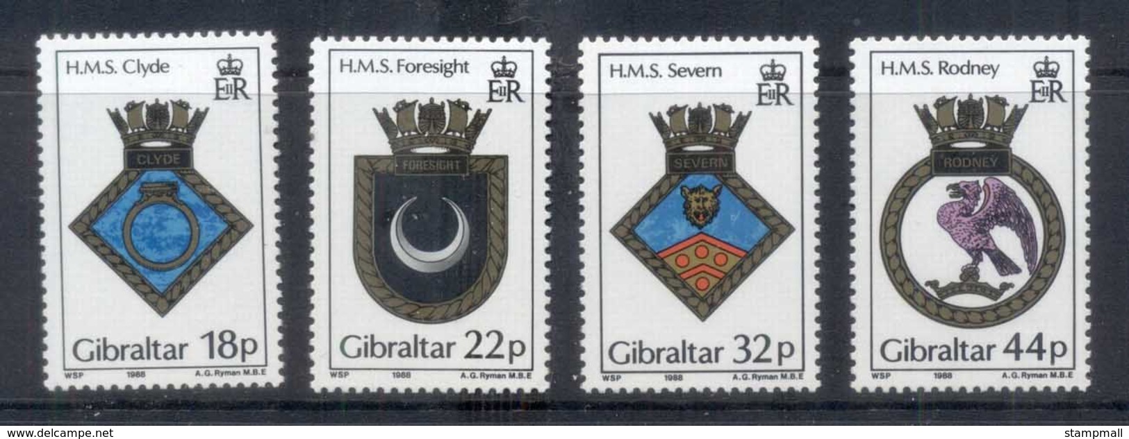 Gibraltar 1988 Royal Navy Crests MUH - Gibraltar