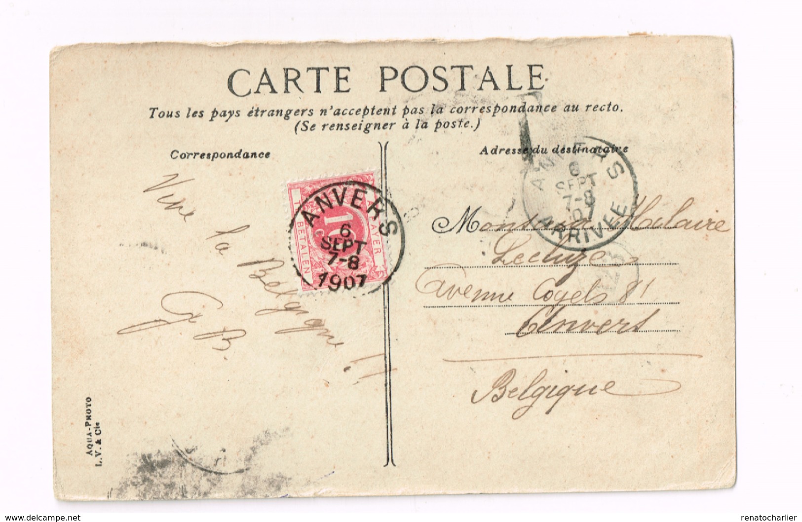 Taxe 10 Centimes. Sur Carte De Lille à Anvers. - Lettres & Documents