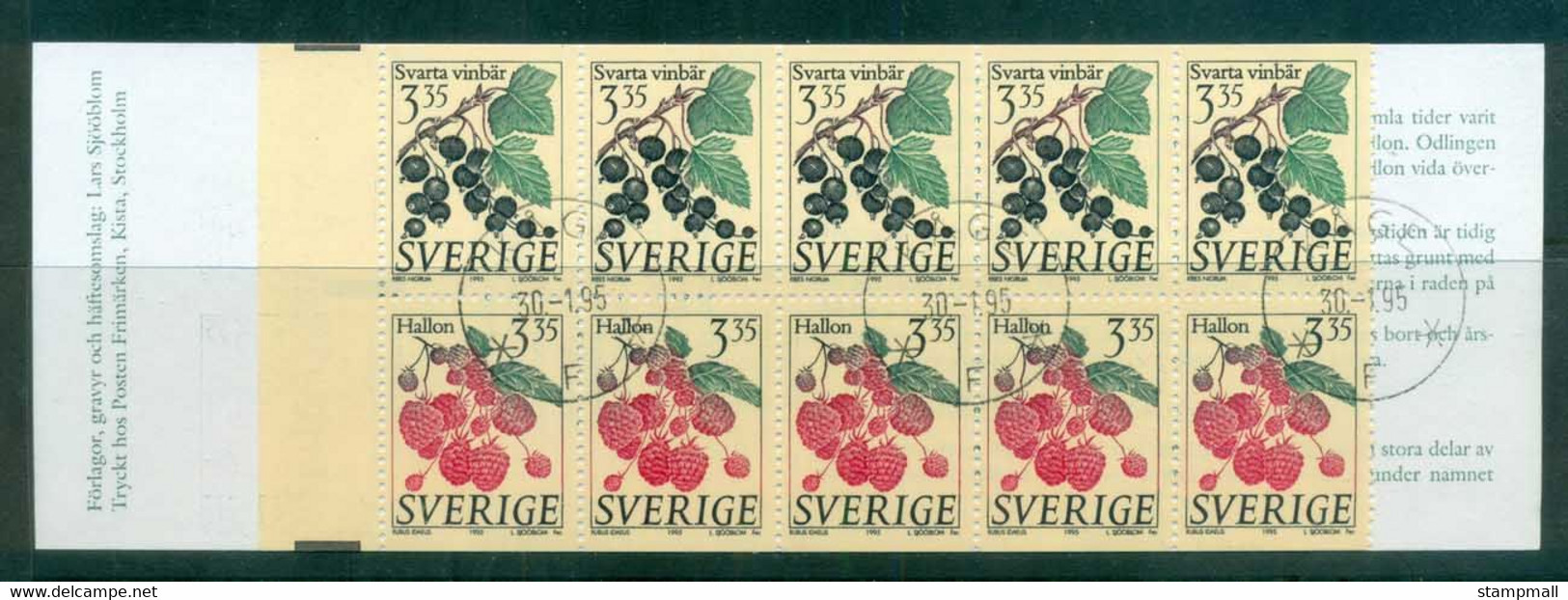 Sweden 1993 Fruit Booklet CTO Lot84176 - Unused Stamps