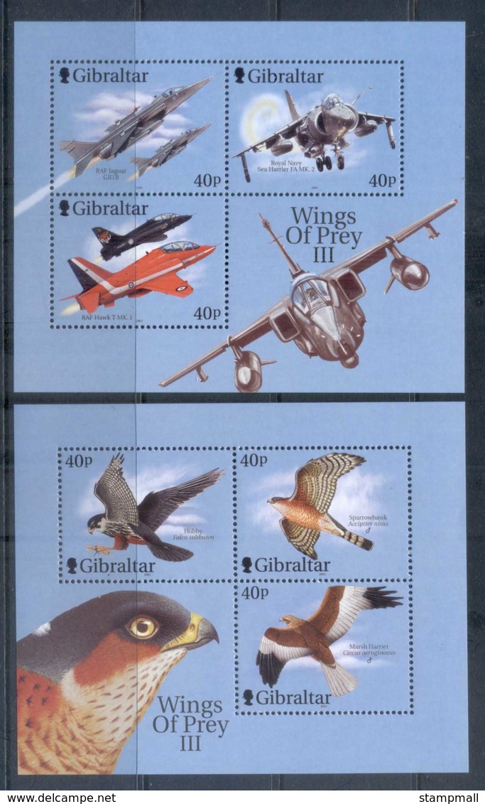 Gibraltar 2000 Wings Of Prey III, Birds, Airplanes MS MUH - Gibraltar