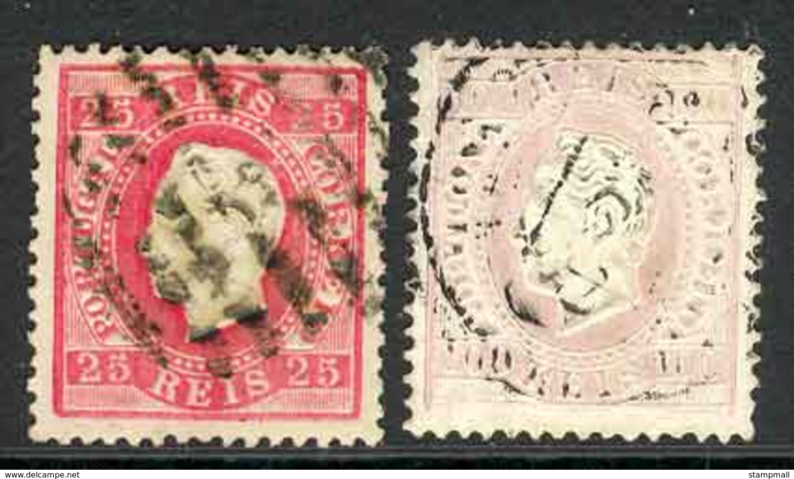 Portugal 1870-84 25r Rose, 100r Pale Lilac FU Lot9411 - Andere & Zonder Classificatie