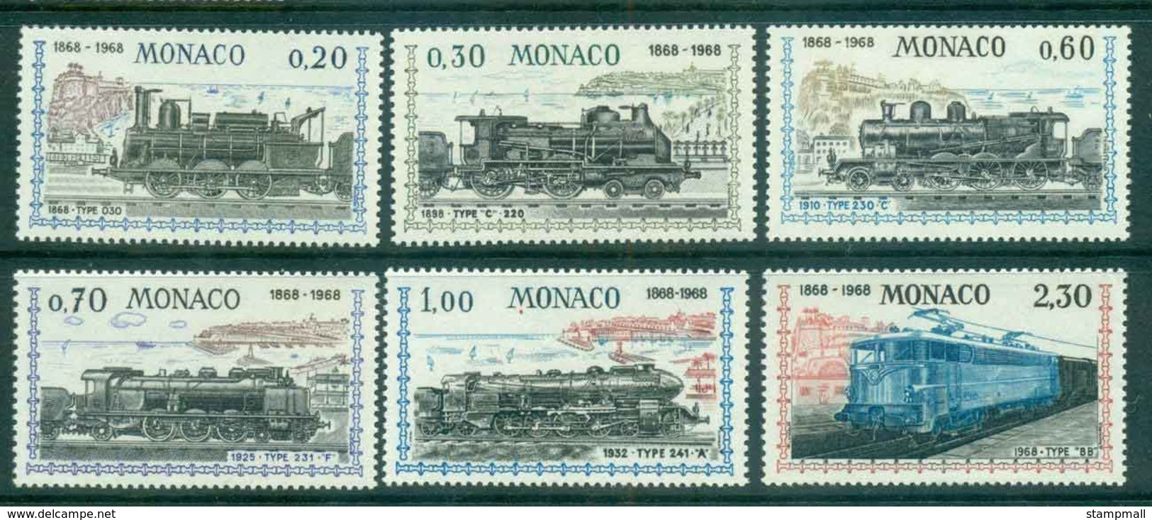 Monaco 1968 Nice-Monaco Railroad Trains MUH Lot50206 - Other & Unclassified
